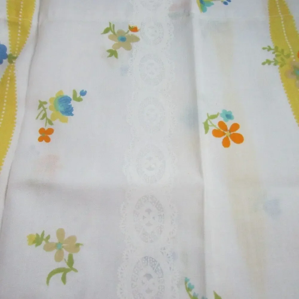Floral Ribbon Print Double Bed Flat Sheets Pillowcases USA Morgan Jones Vintage